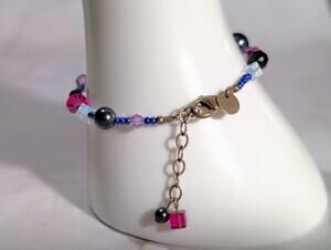 Signed EMILY RAY Crystal And 925 Sterling Silver Bracelet 6.5"-7.5"